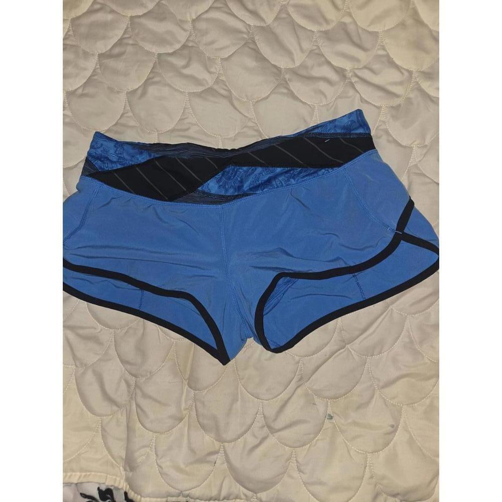 Lululemon Blue Athletic Running Shorts with Black Waistband